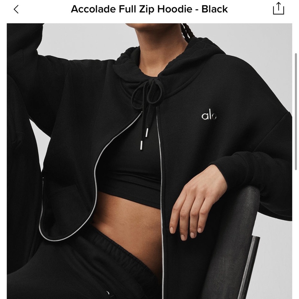 ALO Yoga Women's Black Full Zip Hoodie